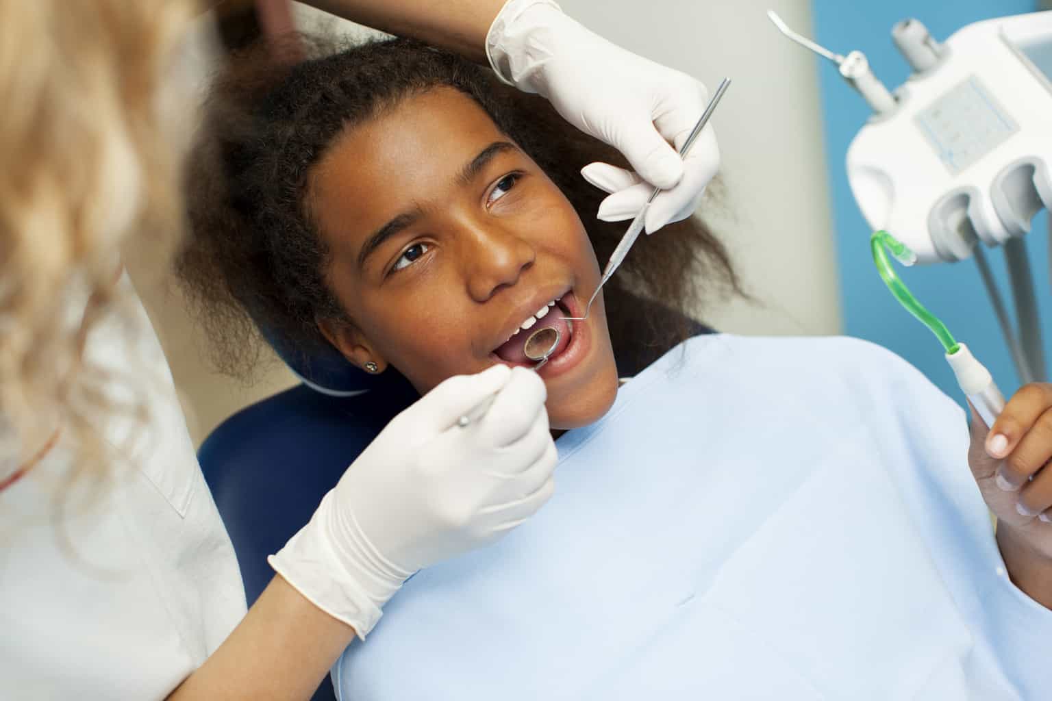 young african american boy dental exam