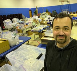 Yan Krevchenko sorting equipment, vital supplies, medical supplies, ukraine, refugees, humanitarian support